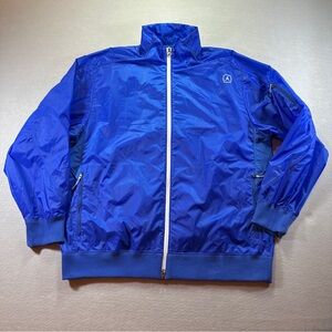 Nike Jordan Windbreaker Jacket Men’s XXL Blue Nylon Full Zip Side Panels Elastic